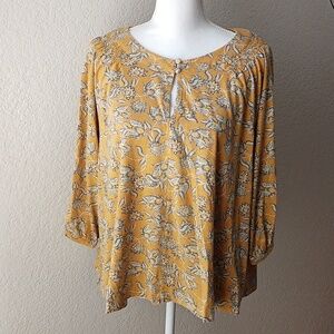 J Jill yellow floral key hole top in XL petite